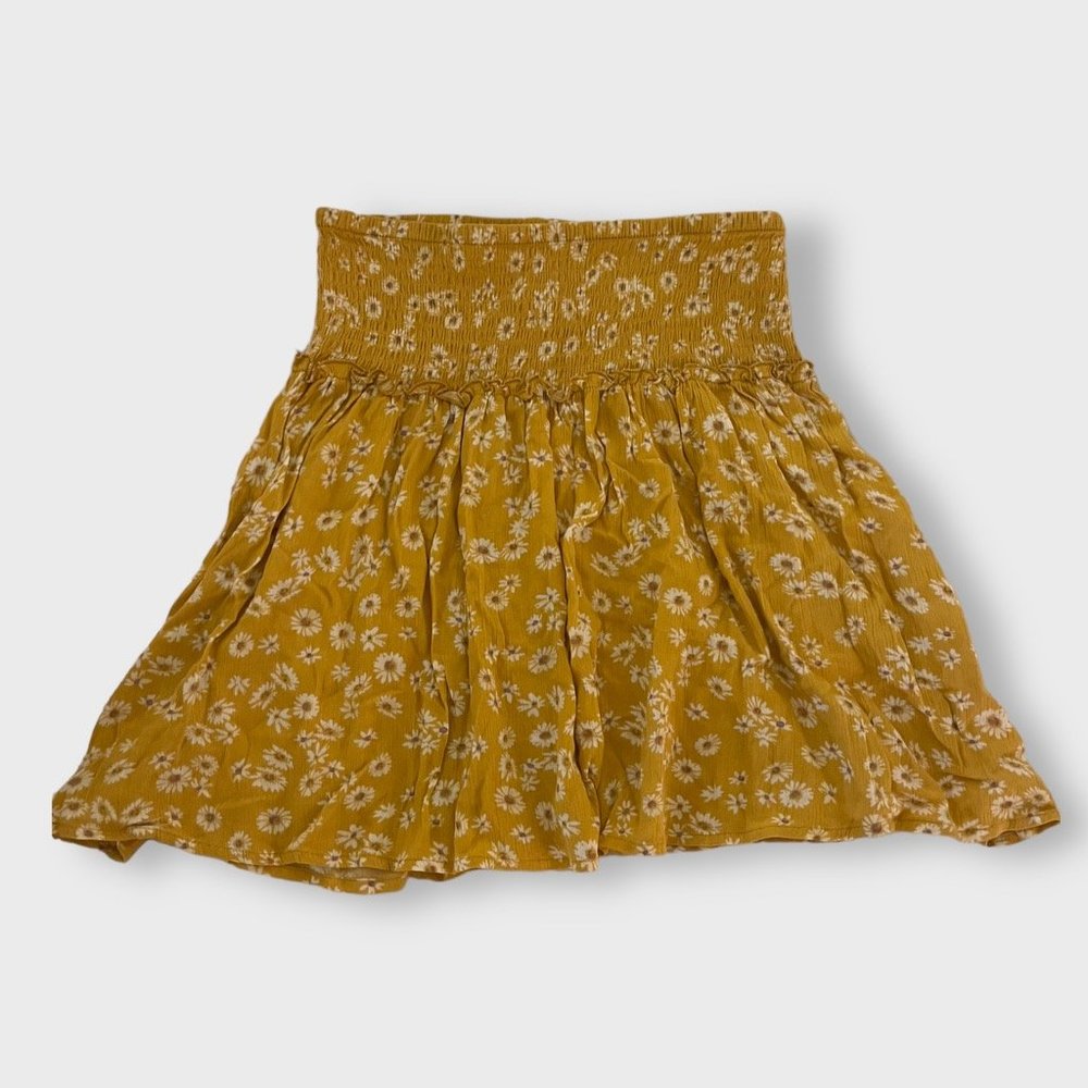 Yellow Floral High Rise Skirt